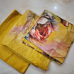 Mustard lawn Printed Unstitched Suit - 3 PC