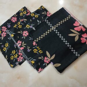 Black Lawn Floral Printed Unstitched - 3PC