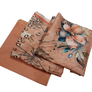 Peach Lawn Printed Unstitched Suit - 3PC