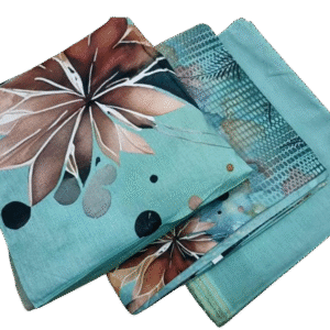 Teal Lawn Printed Unstitched Suit - 3PC