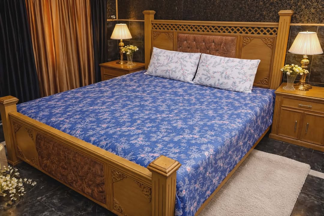 Navy Blue BedSheet Set – 3 Pieces