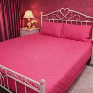 Pink Quilted Bedsheet Set - 3 Pieces