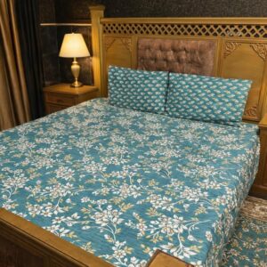 Green Floral BedSheet Set – 3 Pieces