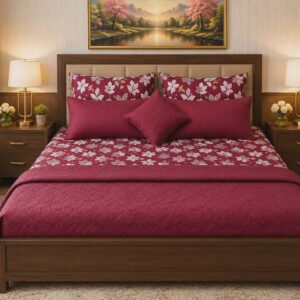 Maroon Comforter Set - 7 Pieces