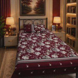 Maroon Single Bedsheets Pair – 4 Pieces