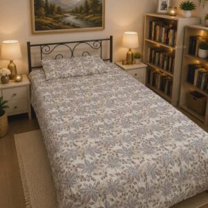 Multi Leafy Single Bedsheets Pair – 4 Pieces