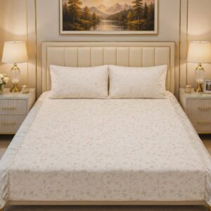 White Quilted Frill Bedsheet Set - 3 Pieces